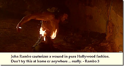 rambo 3 cauterise wound with gunpowder
